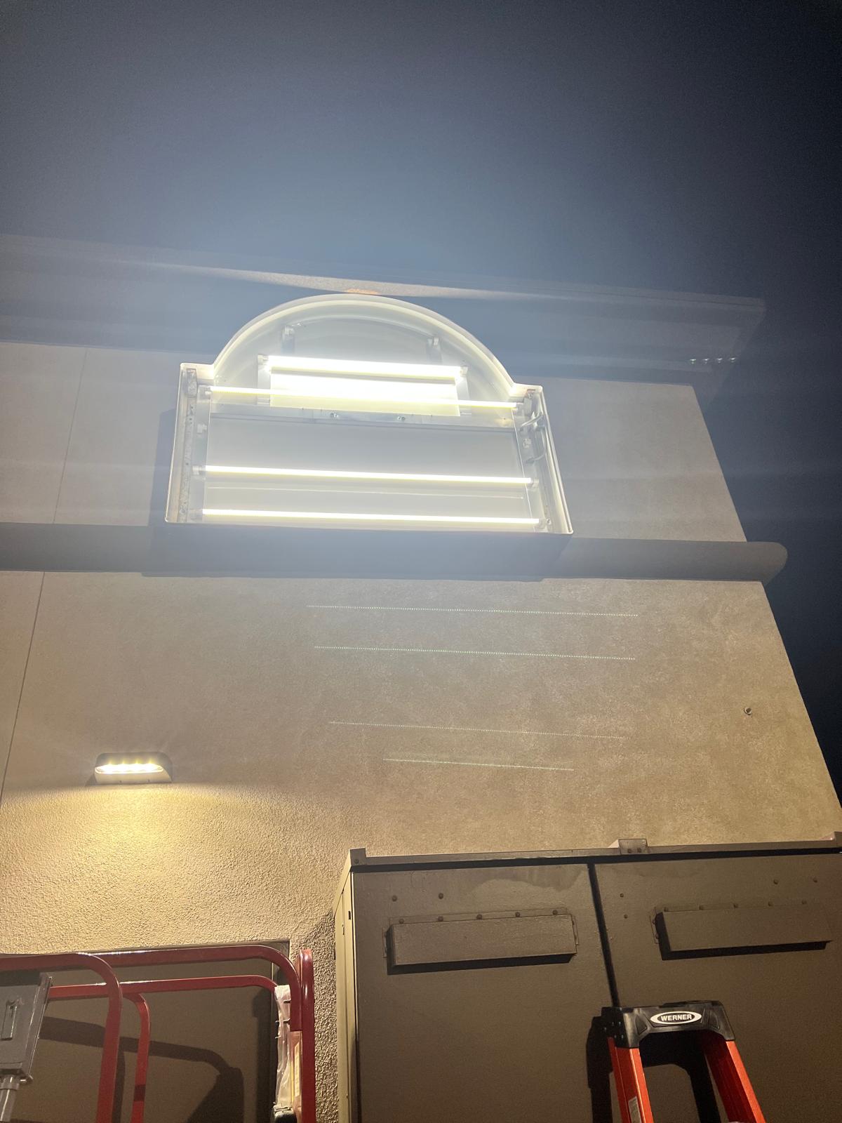 Commercial fluorescent lighting before replacement
